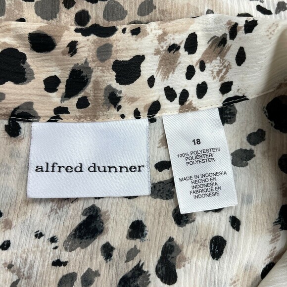 Alfred Dunner Women's Top Size 18 Beige Black Gray Multicolor Short Sleeve - Picture 5 of 6